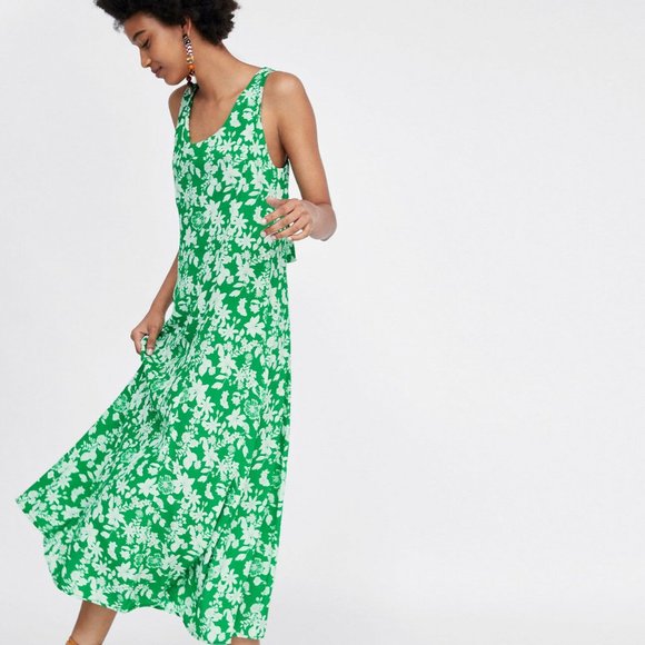green floral midi dress zara